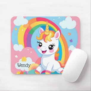Girls Niedlicher Einhorn-Regenbogen-Individuelle N Mousepad
