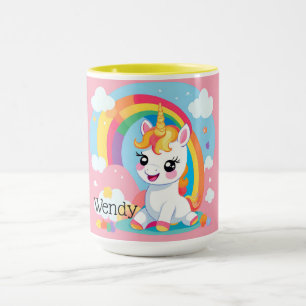 Girls Niedlicher Einhorn-Regenbogen-Individuelle N Tasse
