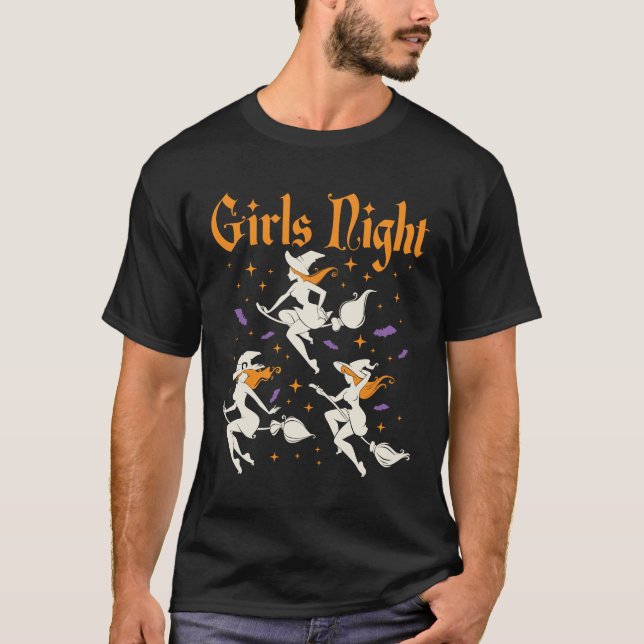 Girls Night Halloween Hexenbroomsticks T-Shirt (Vorderseite)