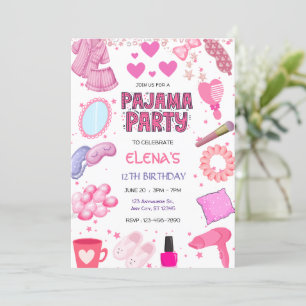 Girls Night In Slumber Pajama Party Pink Birthday Einladung
