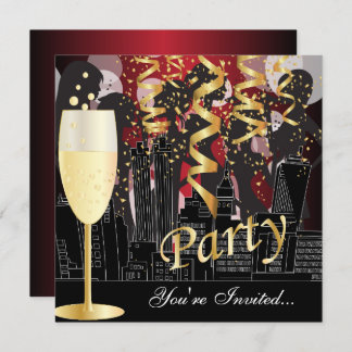 Girls Night Out Geburtstagsparty | Metallic Red Einladung