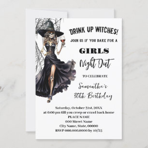 Girls Night Out Hexen Halloween Geburtstagsparty Einladung