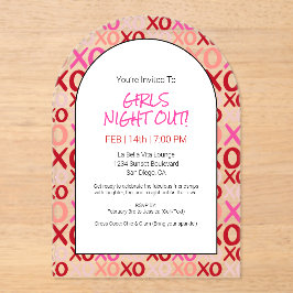 Girls Night Out Hugs and Kisses Galentine Party Acryleinladungen