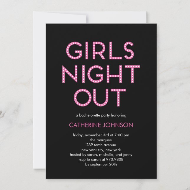 Girls Night Out Junggeselinnen-Abschied Einladunge Einladung (Vorderseite)