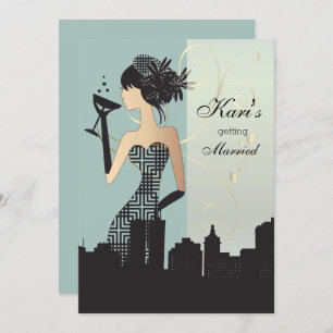 Girls Night Out Party - Blau Einladung