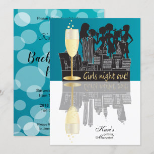 Girls Night Out Party Celebration  Blau Einladung