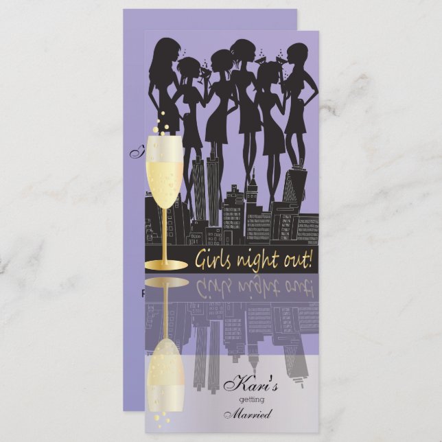 Girls Night Out Party Celebration | Lavendel Einladung (Vorne/Hinten)
