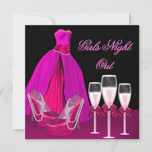Girls Night Out Pink Shoes Hi Heelses Champagne Einladung (Vorderseite)