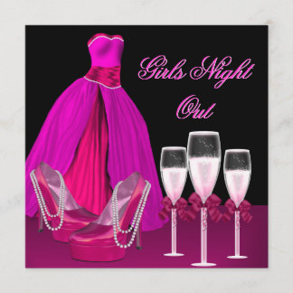 Girls Night Out Pink Shoes Hi Heelses Champagne Einladung