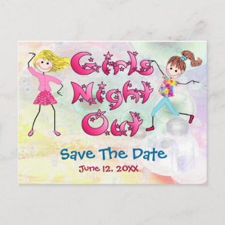 Girl's Night Out - Save the Date Ankündigungspostkarte