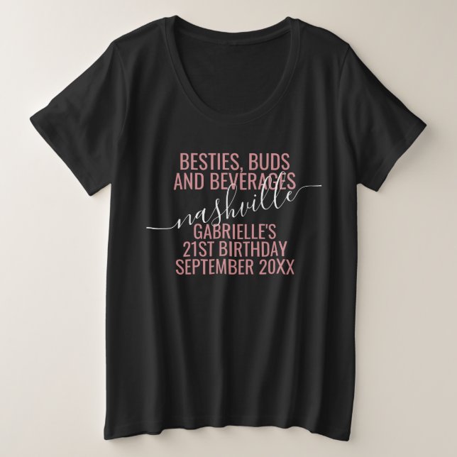 Girls Night Out Trip Custom Funny Pink Black Große Größe T-Shirt (Design vorne)
