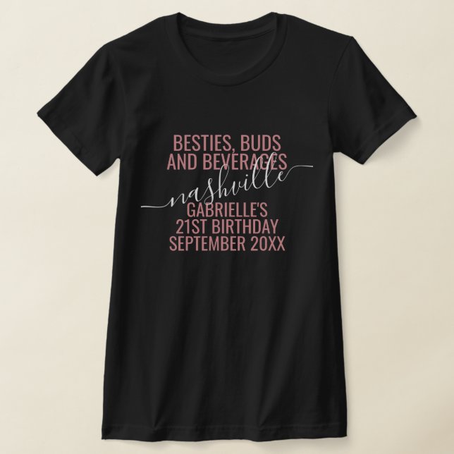 Girls Night Out Trip Custom Funny Pink Black T-Shirt (Ablage )