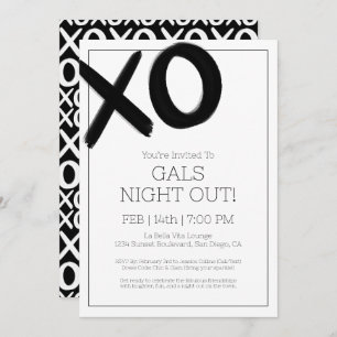 Girls Night Out XOXO Black Friends Galentine Party Einladung