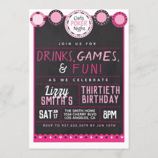 Girls Night Poker Geburtstag Einladung