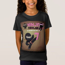 Girls NINJA KickingIt Karate Warrior Birthday Pink T-Shirt