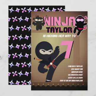Girls NINJA MOVIE STAR WARRIOR Cartoon Party Einladung