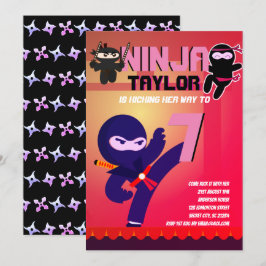 Girls NINJA MOVIE STAR WARRIOR Cartoon Party Einladung