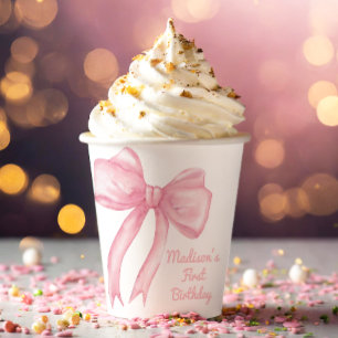 Girls nur Wanne sein eine rosa Bow Coquette Geburt Pappbecher