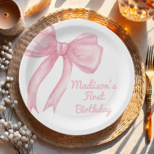 Girls nur Wanne sein eine rosa Bow Coquette Geburt Pappteller