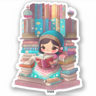 Girls of the World Reading - Iran Aufkleber