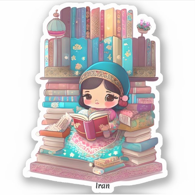 Girls of the World Reading - Iran Aufkleber (Vorderseite)