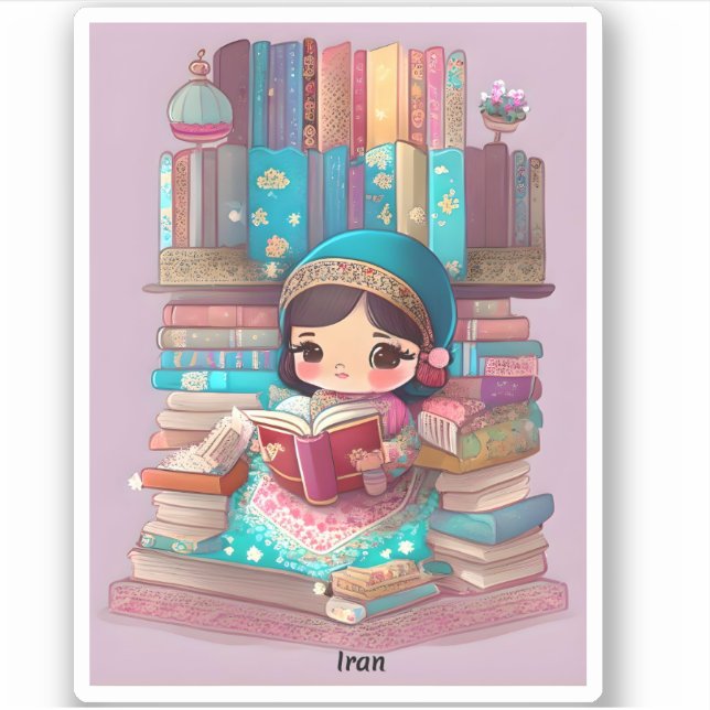 Girls of the World Reading - Iran Aufkleber (Vorderseite)