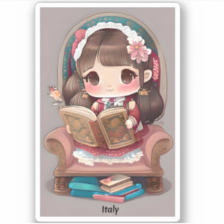 Girls of the World Reading - Italien Aufkleber