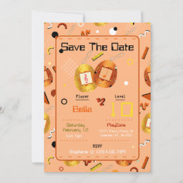 Girls Orange Gaming Tamagotchi Einladung zum Gebur