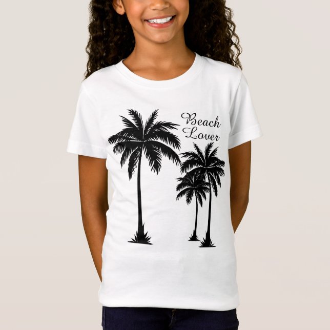 Girls Palm Tree Beach Lover Tropical T-Shirt (Vorderseite)