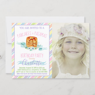 Girls Pancakes und Pajama Foto Geburtstagsparty Einladung