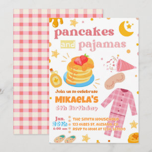 Girls Pancakes und Pajamas Einladung zum Geburtsta