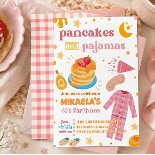 Girls Pancakes und Pajamas Einladung zum Geburtsta