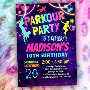 Girls Parkour Geburtstagsparty Einladung