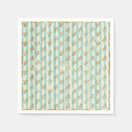 Girl's Pastel Blue Floral Hütte Chic Tea Party Serviette