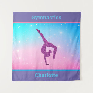 Girls Pastel Gymnastics Wandteppich