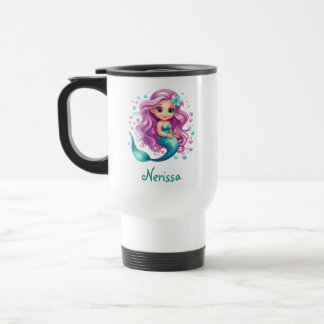 Girl's Pastel Lila Mermaid Thema Geburtstag Gefall Reisebecher