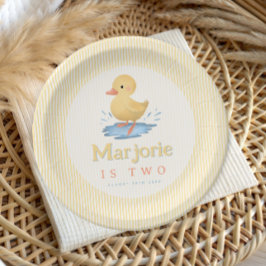 Girls Pastel Summer Duckling Birthday Pappteller