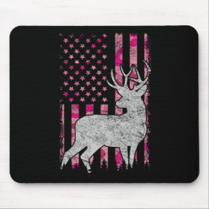 Girls Patriotic Pink Camouflage Usa Flag Hirschjag Mousepad