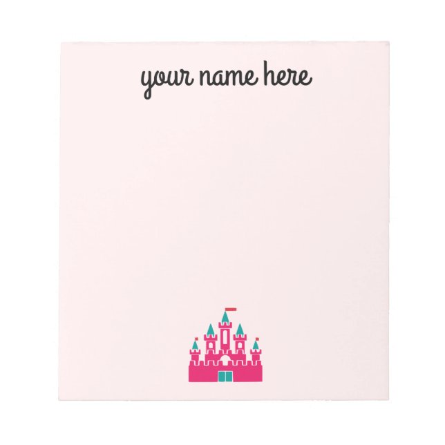 Girls Personalisiert Castle Stationery Notepad Notizblock (Vorderseite)