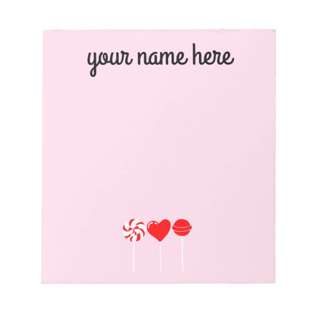 Girls Personalisiert Lollipop Notepad Notizblock (Vorderseite)