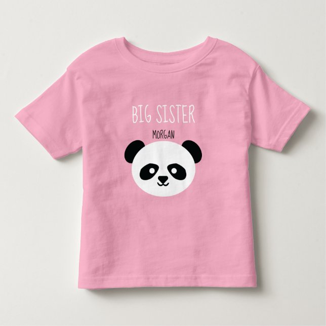 Girls Personalisiert Panda Kawaii Schwester Siblin Kleinkind T-shirt (Vorderseite)