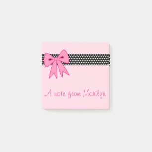 Girl's Personalisiert Pink Bow Post It Notes Gesch Post-it Klebezettel