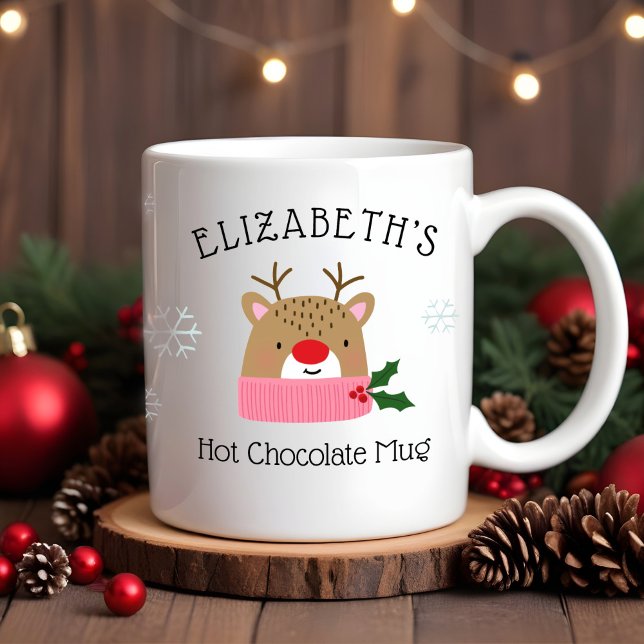 Girls Personalisiert Rentier Hot Chocolate Tasse (Von Creator hochgeladen)
