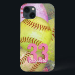 Girls personalisierter Softball iPhone 13 Hülle<br><div class="desc">iPhone-Gehäuse für Frauen mit rosa und hellgelben Softballs und benutzerdefinierbarer Jerseynummer und -name von katz_d_zynes :: Auch verfügbar für andere iPhone-Modelle sowie iPad- und Samsung-Geräte ... für andere Geräte, wählen Sie Ihren Gerätetyp aus dem Abschnitt "Style Options" auf dieser Seite aus, um die Anpassung zu unterstützen, klicken Sie einfach auf...</div>
