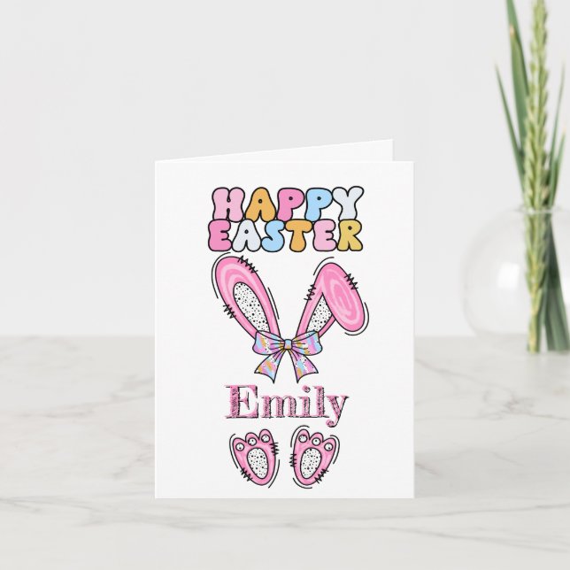 Girls Personalize Happy Easter Bunny Pink (Vorderseite)