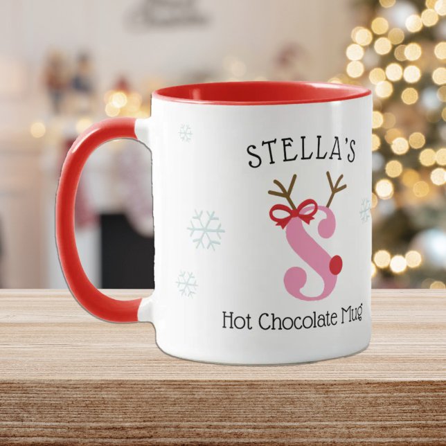 Girls Personalized Reindeer S Hot Chocolate Mug Tasse (Von Creator hochgeladen)