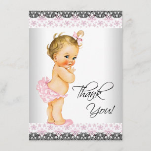 Girls Pink Baby Dusche Vielen Dank Dankeskarte