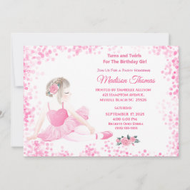 Girls Pink Ballerina Sparkle Herts Geburtstagspart Einladung