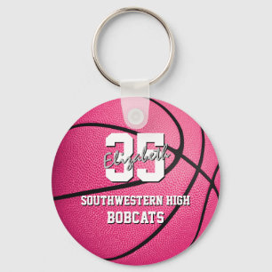 Girl's pink basketball team sports gifts schlüsselanhänger