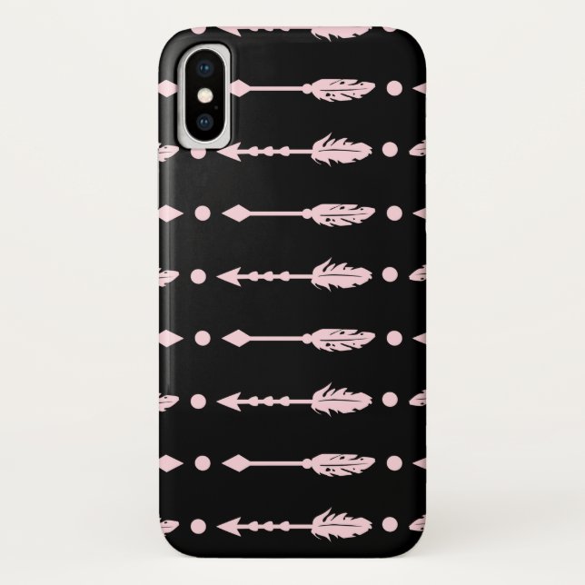 Girls Pink & Black Arrows Boho Chic Case-Mate iPhone Hülle (Rückseite)